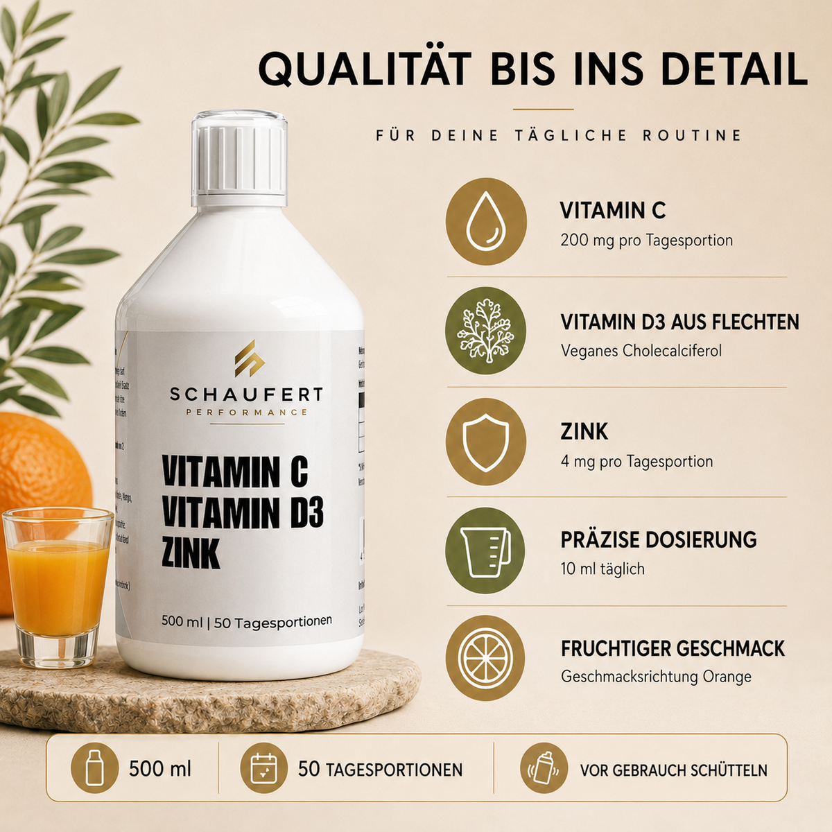 Vitamin C + D3 + Zink - 500ml